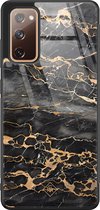 Samsung S20 FE hoesje glass - Marmer grijs brons | Samsung Galaxy S20 case | Hardcase backcover zwart