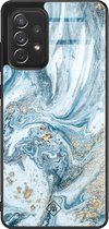Samsung A72 hoesje glass - Marble sea | Samsung Galaxy A72  case | Hardcase backcover zwart