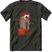 Casual egel T-Shirt Grappig | Dieren herfst Kleding Kado Heren / Dames | Animal Skateboard Cadeau shirt - Donker Grijs - L
