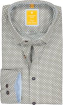 Redmond modern fit overhemd - poplin dessin - groen met wit - Strijkvriendelijk - Boordmaat: 45/46