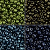 Rocailles - 4mm, 6/0 - 4x10 gram - metallic groen & blauw