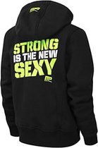 Womens Full Zip Hooded Strong Is The New Sexy Sweat Black - Lime (MPLSWT468) L