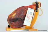 Spaanse ham, Spaanse hesp, hele Serrano Rojo Pimentado (paprika) ham + hamsnijmes + + hamhouder