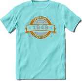 Premium Since 1949 T-Shirt | Goud - Zilver | Grappig Verjaardag Kleding Cadeau Shirt | Dames - Heren - Unisex Tshirt | - Licht Blauw - M