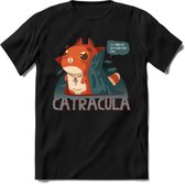Graaf catracula T-Shirt Grappig | Dieren katten halloween Kleding Kado Heren / Dames | Animal Skateboard Cadeau shirt - Zwart - XL