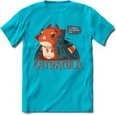 Graaf catracula T-Shirt Grappig | Dieren katten halloween Kleding Kado Heren / Dames | Animal Skateboard Cadeau shirt - Blauw - XL