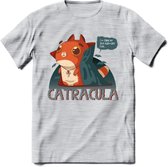 Graaf catracula T-Shirt Grappig | Dieren katten halloween Kleding Kado Heren / Dames | Animal Skateboard Cadeau shirt - Licht Grijs - Gemaleerd - XL