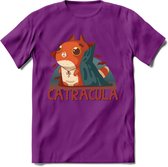 Graaf catracula T-Shirt Grappig | Dieren katten halloween Kleding Kado Heren / Dames | Animal Skateboard Cadeau shirt - Paars - XXL
