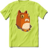 Casual kat T-Shirt Grappig | Dieren katten Kleding Kado Heren / Dames | Animal Skateboard Cadeau shirt - Groen - XL