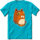 Casual kat T-Shirt Grappig | Dieren katten Kleding Kado Heren / Dames | Animal Skateboard Cadeau shirt - Blauw - M