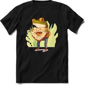 Valentijn kikker T-Shirt Grappig | Dieren Valentijnsdag Kleding Kado Heren / Dames | Animal Skateboard Cadeau shirt - Zwart - XXL