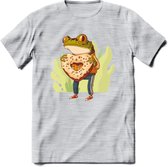 Valentijn kikker T-Shirt Grappig | Dieren Valentijnsdag Kleding Kado Heren / Dames | Animal Skateboard Cadeau shirt - Licht Grijs - Gemaleerd - XL
