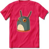 Konijn T-Shirt Grappig | Dieren konijnen Kleding Kado Heren / Dames | Animal Skateboard Cadeau shirt - Roze - XXL