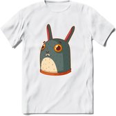 Konijn T-Shirt Grappig | Dieren konijnen Kleding Kado Heren / Dames | Animal Skateboard Cadeau shirt - Wit - S