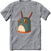 Konijn T-Shirt Grappig | Dieren konijnen Kleding Kado Heren / Dames | Animal Skateboard Cadeau shirt - Donker Grijs - Gemaleerd - XXL