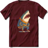 Casual haai T-Shirt Grappig | Dieren vissen Kleding Kado Heren / Dames | Animal Skateboard Cadeau shirt - Burgundy - L