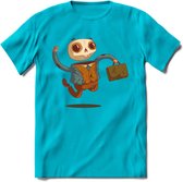 Casual skelet T-Shirt Grappig | Dieren halloween Kleding Kado Heren / Dames | Animal Skateboard Cadeau shirt - Blauw - XL