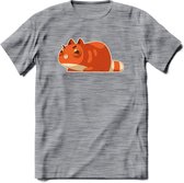 Schattige kat klaar voor aanval T-Shirt Grappig | Dieren katten Kleding Kado Heren / Dames | Animal Skateboard Cadeau shirt - Donker Grijs - Gemaleerd - L