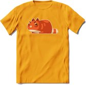 Schattige kat klaar voor aanval T-Shirt Grappig | Dieren katten Kleding Kado Heren / Dames | Animal Skateboard Cadeau shirt - Geel - 3XL