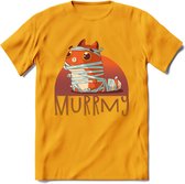 Kat murrmy T-Shirt Grappig | Dieren katten halloween Kleding Kado Heren / Dames | Animal Skateboard Cadeau shirt - Geel - XXL