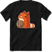 Kat en draad T-Shirt Grappig | Dieren katten Kleding Kado Heren / Dames | Animal Skateboard Cadeau shirt - Zwart - L