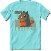 Monster van Purrkenstein T-Shirt Grappig | Dieren katten halloween Kleding Kado Heren / Dames | Animal Skateboard Cadeau shirt - Licht Blauw - M