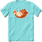 Schattige kat T-Shirt Grappig | Dieren katten Kleding Kado Heren / Dames | Animal Skateboard Cadeau shirt - Licht Blauw - S