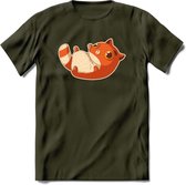 Schattige kat T-Shirt Grappig | Dieren katten Kleding Kado Heren / Dames | Animal Skateboard Cadeau shirt - Leger Groen - XXL