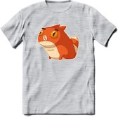 Silly cat T-Shirt Grappig | Dieren katten Kleding Kado Heren / Dames | Animal Skateboard Cadeau shirt - Licht Grijs - Gemaleerd - S