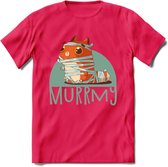 Kat murrmy T-Shirt Grappig | Dieren katten halloween Kleding Kado Heren / Dames | Animal Skateboard Cadeau shirt - Roze - XXL