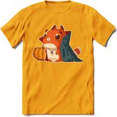 Graaf Dracula kat T-Shirt Grappig | Dieren katten halloween Kleding Kado Heren / Dames | Animal Skateboard Cadeau shirt - Geel - L