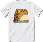 Kikkker vriend T-Shirt Grappig | Dieren reptielen Kleding Kado Heren / Dames | Animal Skateboard Cadeau shirt - Wit - 3XL