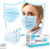 50 stuks Medische Gezichtsmaskers/Mondkapjes - 3-laags Filtersysteem -Type IIR - Gecertificeerde kwaliteit - Made in EU - Huidvriendelijk - BLAUW