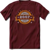 Premium Since 2007 T-Shirt | Goud - Zilver | Grappig Verjaardag Kleding Cadeau Shirt | Dames - Heren - Unisex Tshirt | - Burgundy - XL