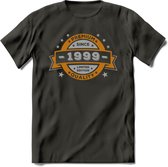 Premium Since 1999 T-Shirt | Goud - Zilver | Grappig Verjaardag Kleding Cadeau Shirt | Dames - Heren - Unisex Tshirt | - Donker Grijs - XXL