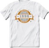 Premium Since 1996 T-Shirt | Goud - Zilver | Grappig Verjaardag Kleding Cadeau Shirt | Dames - Heren - Unisex Tshirt | - Wit - XXL