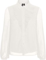 Vero Moda VMEMILY L/S PLISSE SHIRT SB2 GA Dames Blouse Cloud Dancer  - Maat  L