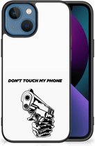 Back Cover Siliconen Hoesje Geschikt voor iPhone 13 Telefoonhoesje met Zwarte rand Gun Don't Touch My Phone