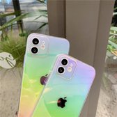 Regenboog Gradiënt Laser telefoon hoesje Voor Iphone 13 Pro  Transparante Aurora Hard Pc Back Cover