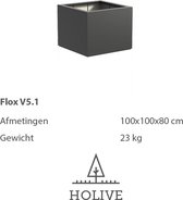 Polyester Flox V5.1 Vierkant 100x100x80 cm. Plantenbak