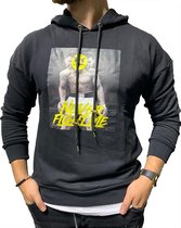 Heren trui / hoodie - zwart - mannen trui met capuchon en print - maat XXL - 6210 - valentijnsdag - valentijnscadeau