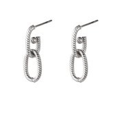 Yehwang - Double chain earring - oorbellen - rvs - Stainless steel - zilver - silver