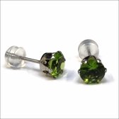 Aramat jewels ® - Zirkonia zweerknopjes rond 6mm oorbellen groen chirurgisch staal