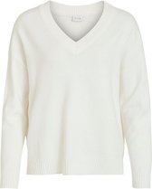 Vila Trui Viril Oversize V-neck Knit Top - Noos 14061614 White Alyssum Dames Maat - XXL