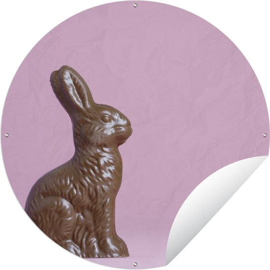 Tuincirkel Chocolade paashaas - 120x120 cm - Ronde Tuinposter - Buiten XXL / Groot formaat!