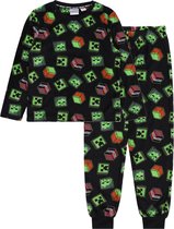 Zwart-groene fleece pyjama - Minecraft / 6-7 jaar 122 cm