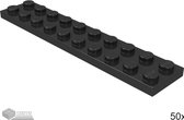 LEGO Plaat 2x10, 3832 Zwart 50 stuks