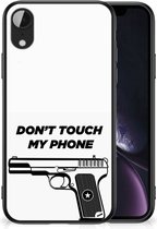 Telefoonhoesje Apple iPhone XR Back Case Siliconen Hoesje met Zwarte rand Pistol Don't Touch My Phone