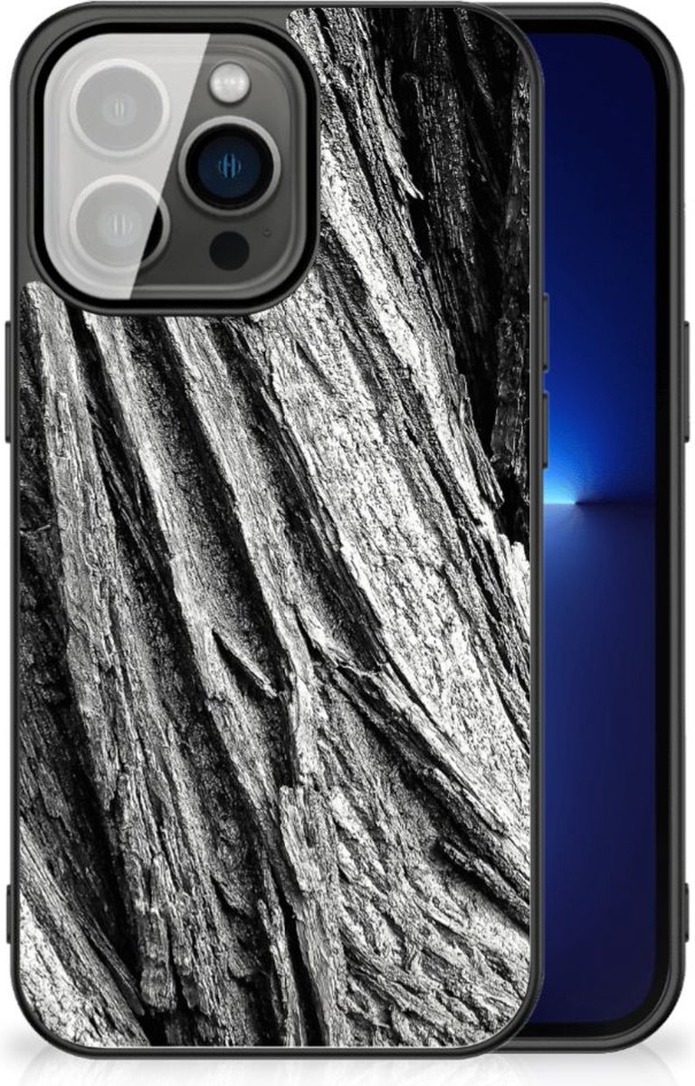 Houten Print Telefoonhoesje iPhone 13 Pro Boomschors Grijs