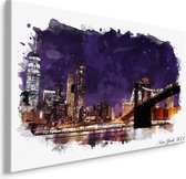 Schilderij - Brooklyn Bridge in kader, Premium Print op Canvas